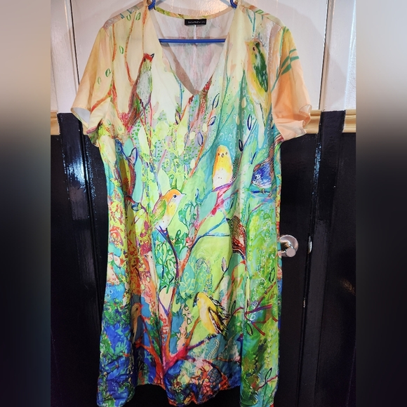 Just Fashion Now 2XL Womens Multicolor Bird Print Midi Dress - Picture 1 of 6